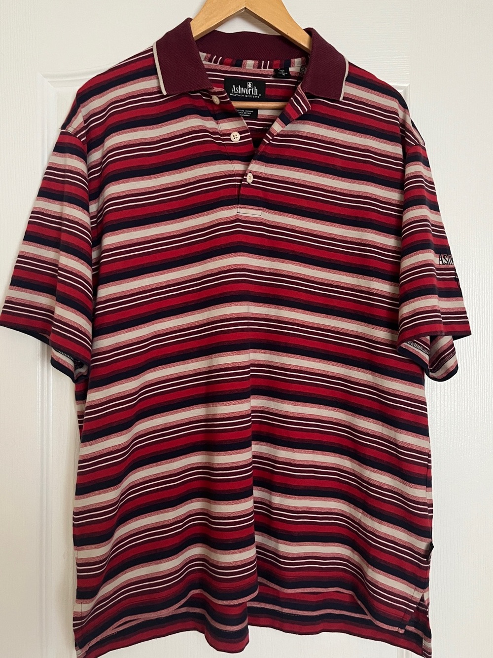 Ashworth Men's stripe golf shirt moisture wicking
